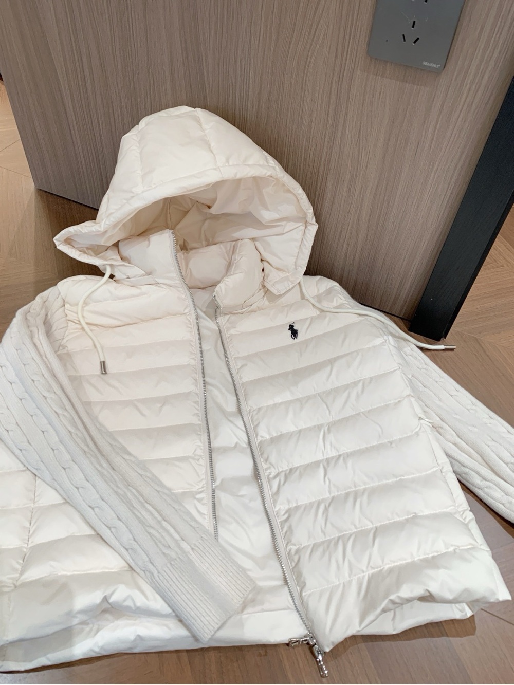Ralph Lauren Off-White Quilted Hooded Puffer Jacket